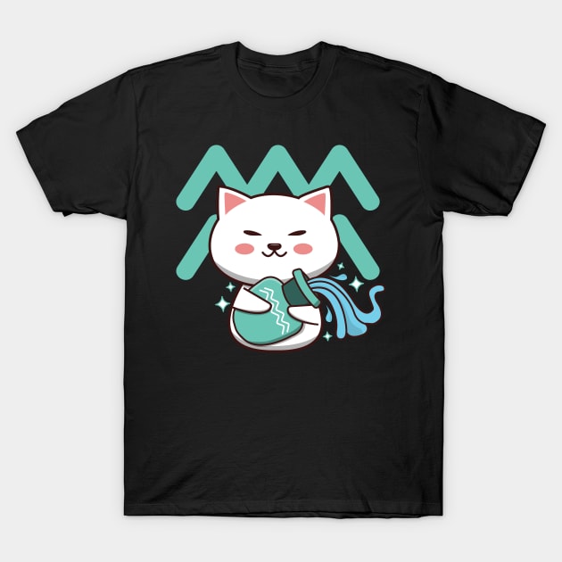 Aquarius Zodiac Cat T-Shirt by Luna Illustration